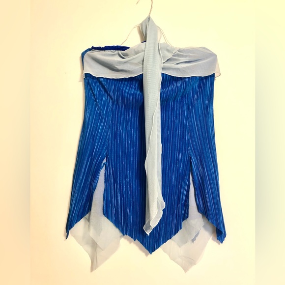 Blue shimmer dance costume with boy shorts - Picture 6 of 6